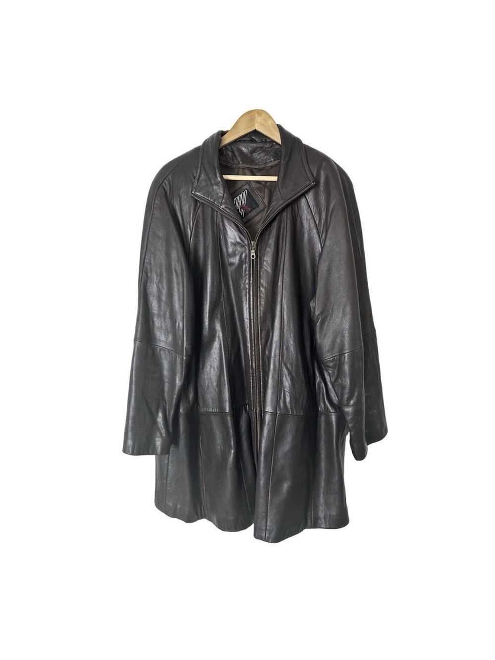 Vintage Tibor Leathers Brown Lambskin Cafe Coat Butter Soft Plus Size 1X Women’s